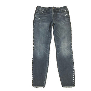 INC Skinny Leg Studded Jeans with Raw Hem Sz 4